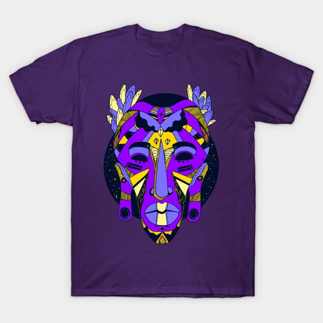 African Mask 1 - Purple Edition T-Shirt by kenallouis